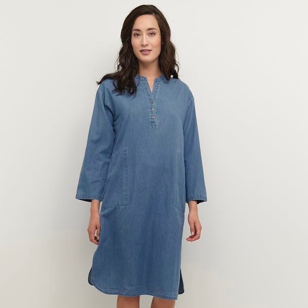 Cream denim shop shirt dress